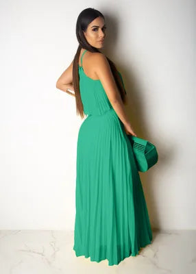 Conjunto de dos piezas de verano para mujer: vestido largo elegante, top corto y falda. Conjunto sexy sin mangas, ideal para playa y fiestas.