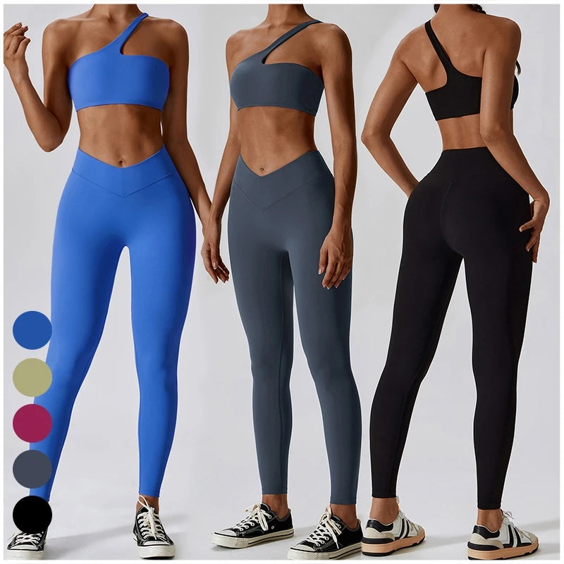 Conjunto deportivo femenino de 2 piezas – Leggings de cintura alta y top de un solo hombro

* Secado rápido
* Cintura alta con diseño en V
* Tejido elástico
* Ideal para gimnasio, fitness y entrenamiento
* Conjunto de 2