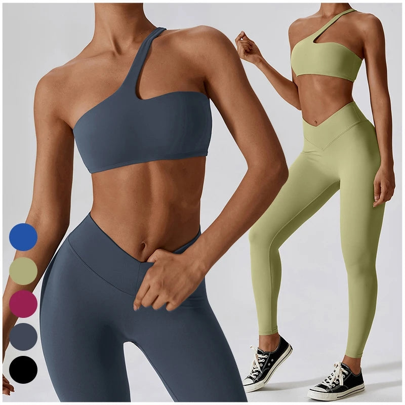 Conjunto deportivo femenino de 2 piezas – Leggings de cintura alta y top de un solo hombro

* Secado rápido
* Cintura alta con diseño en V
* Tejido elástico
* Ideal para gimnasio, fitness y entrenamiento
* Conjunto de 2