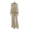 Conjunto de 2 piezas para mujer en algodón 100 %, compuesto por una blusa de cuello en V y diseño asimétrico —más corta por delante y más larga por detrás— y pantalón largo. Diseño casual, ligero y transpirable, i