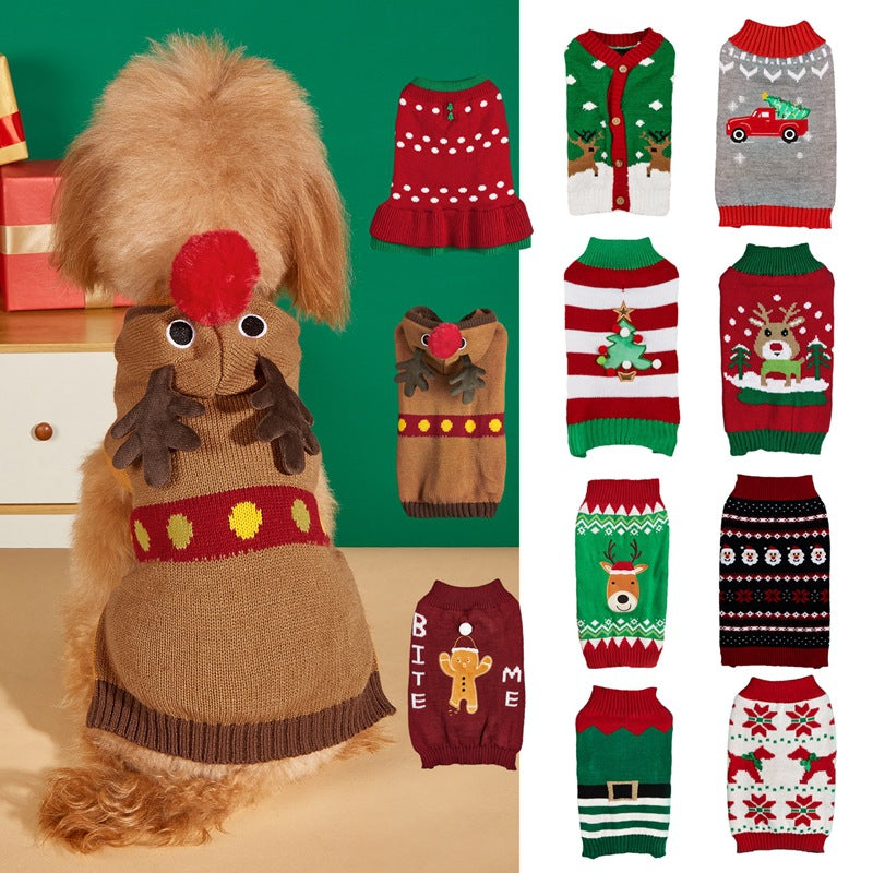 Jersey Navideño para Perros 🎄 – Papá Noel, Árbol, Reno, Copo de Nieve y Muñeco de Jengibre