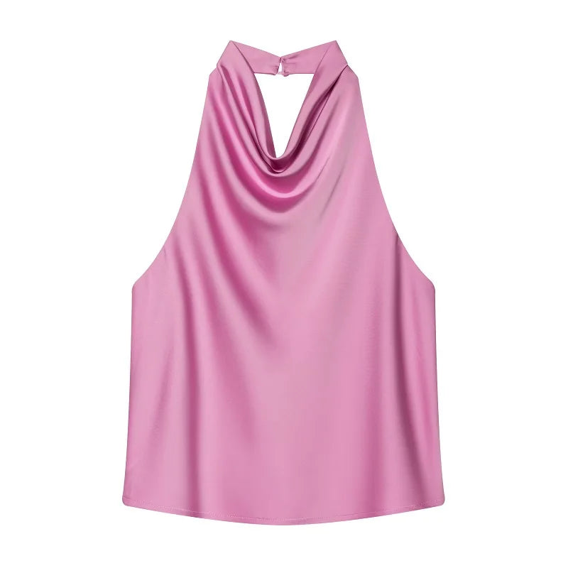 Top Halter de Satén para Mujer – Espalda Descubierta | Colección Verano
Top femenino de estilo elegante y veraniego, con acabado satinado, espalda descubierta y diseño de hombros descubiertos. Ideal para looks de verano,