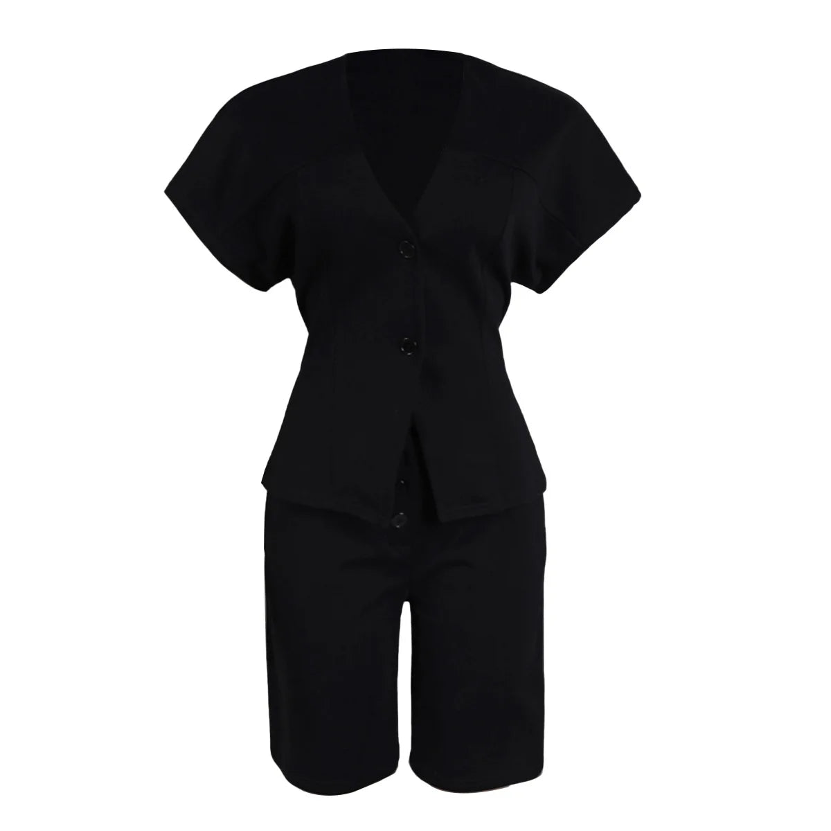 Conjunto de pantalón de 2 piezas para mujer

Conjunto a juego liso con chaqueta abotonada de manga corta, cuello en V, cintura alta y pantalón amplio hasta la rodilla. Corte holgado. Colección otoño 2026.