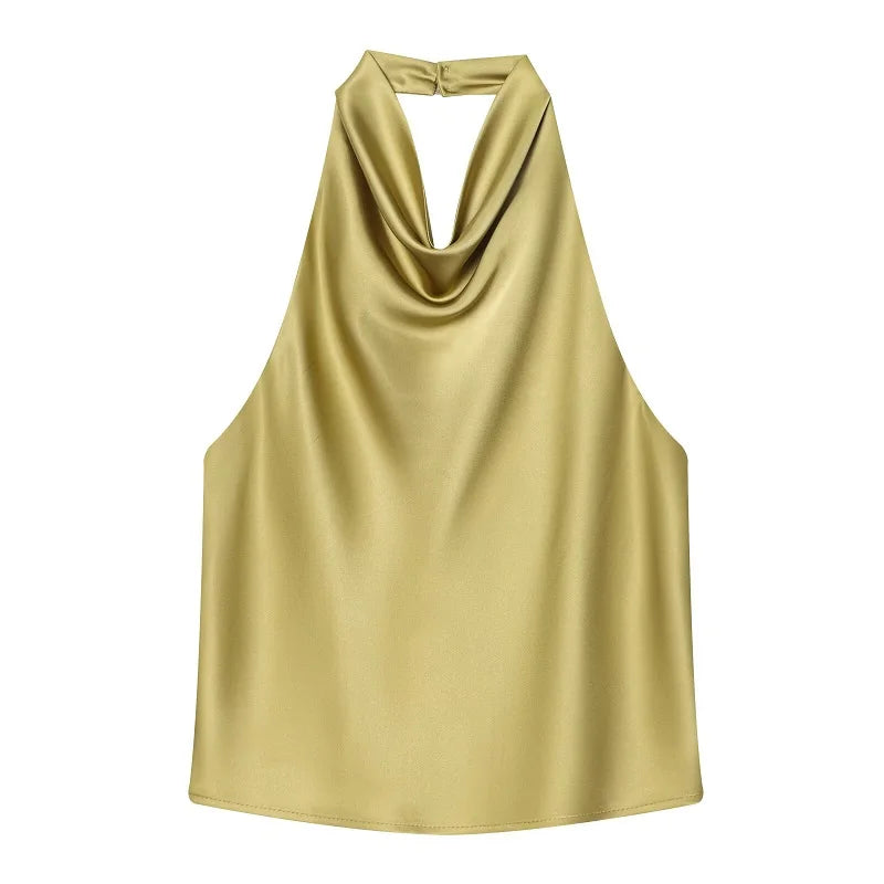 Top Halter de Satén para Mujer – Espalda Descubierta | Colección Verano
Top femenino de estilo elegante y veraniego, con acabado satinado, espalda descubierta y diseño de hombros descubiertos. Ideal para looks de verano,