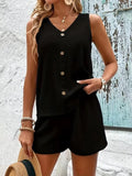 🤍 Conjunto de Mujer de 2 Piezas con Chaleco y Shorts

Top sin mangas con botones + shorts de cintura elástica

Es un conjunto fresco y cómodo, ideal para crear un look casual de verano. El top presenta escote en V
