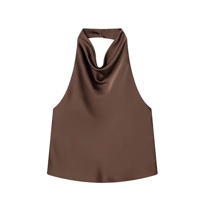 Top Halter de Satén para Mujer – Espalda Descubierta | Colección Verano
Top femenino de estilo elegante y veraniego, con acabado satinado, espalda descubierta y diseño de hombros descubiertos. Ideal para looks de verano,
