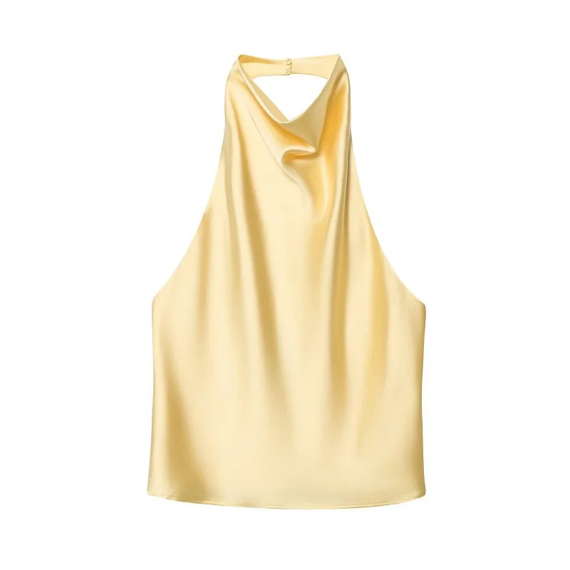 Top Halter de Satén para Mujer – Espalda Descubierta | Colección Verano
Top femenino de estilo elegante y veraniego, con acabado satinado, espalda descubierta y diseño de hombros descubiertos. Ideal para looks de verano,
