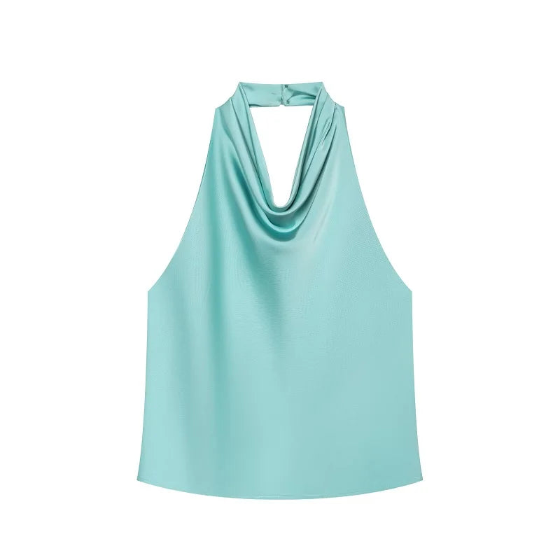 Top Halter de Satén para Mujer – Espalda Descubierta | Colección Verano
Top femenino de estilo elegante y veraniego, con acabado satinado, espalda descubierta y diseño de hombros descubiertos. Ideal para looks de verano,