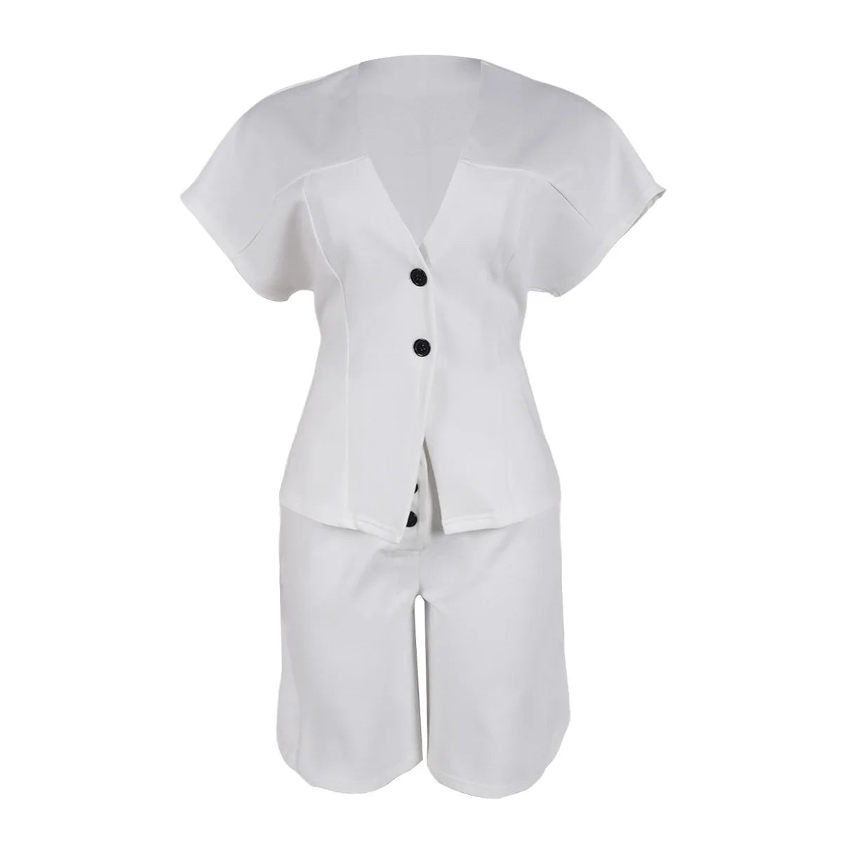 Conjunto de pantalón de 2 piezas para mujer

Conjunto a juego liso con chaqueta abotonada de manga corta, cuello en V, cintura alta y pantalón amplio hasta la rodilla. Corte holgado. Colección otoño 2026.