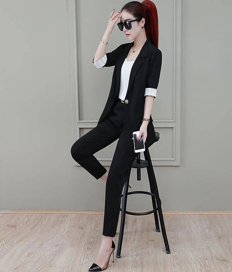 Conjunto de pantalón de 2 piezas para mujer, traje profesional con blazer y pantalón, conjunto elegante para trabajar en oficina, en color rosa.