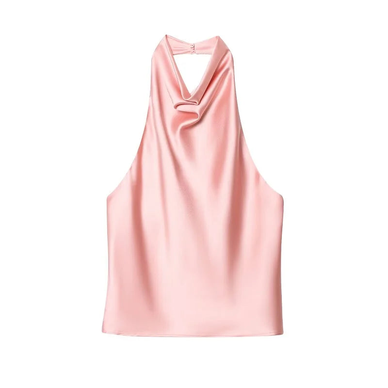 Top Halter de Satén para Mujer – Espalda Descubierta | Colección Verano
Top femenino de estilo elegante y veraniego, con acabado satinado, espalda descubierta y diseño de hombros descubiertos. Ideal para looks de verano,