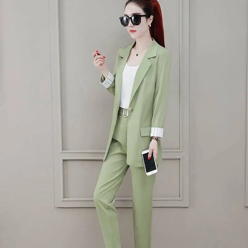 Conjunto de pantalón de 2 piezas para mujer, traje profesional con blazer y pantalón, conjunto elegante para trabajar en oficina, en color rosa.